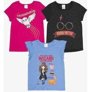 New HARRY POTTER Girls (3 Pack) Graphic T-Shirts Short Sleeve Tops SIZE 14/16